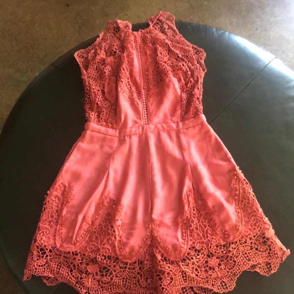 Coral Lace Romper